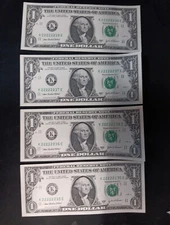  2003 $1 U.S Bank Notes In Sequence with near solid 2's Uncirculated Lot Of 4