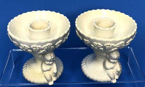 Vintage Lefton Cherub Candle Holders 1950's White 3" Renaissance #3564 - Picture 2 of 8
