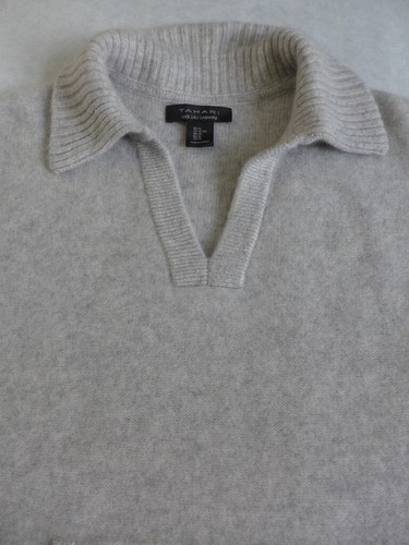 NWT TAHARI Collared V-Neck 100% 2-PLY Boiled Cashmere Sweater w/pocket XL SOFT - Picture 7 of 14