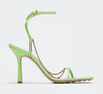 Bottega Veneta Stretch Chain Square Toe Pistachio Green Gold Sandal Heel Pump 40 Ebay