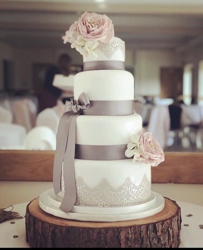 16" (40 cm) rebanada de tronco rústico, soporte para pastel de bodas de madera, pieza central - Imagen 2 de 13