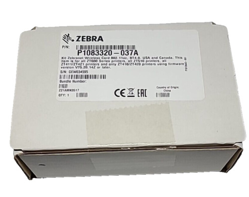 New Oem ZebraNet Internal Wireless 802.11 Ac Bt4.0 Radio Card Kit P1083320-037A