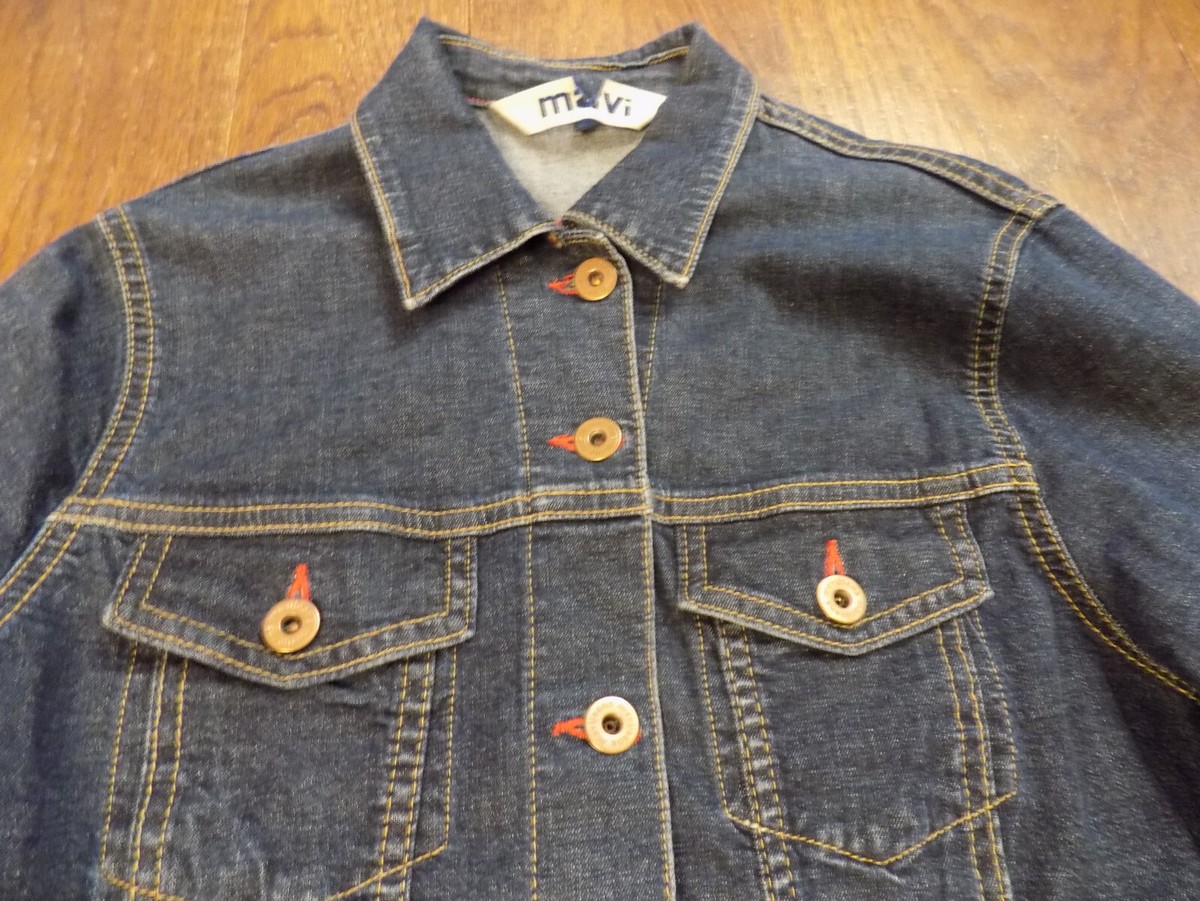 Mavi Jean Denim Trucker Jacket Classic Navy Sz S pockets Button