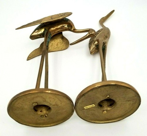 Vintage Brass Cranes Egret Heron Stork Statues Figurines Jack Houseman MCM - Picture 10 of 12