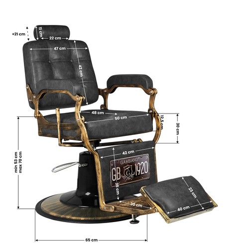 Barberstuhl Friseurstuhl Barber Gabbiano Boss HD Old Leather Schwarz - Bild 7 von 7