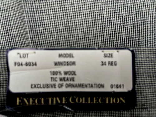 Nuevo con etiquetas Pantalón Windsor Jos.A.Bank Negro Blanco Cuadros Lana Plisado Frontal Dobladillo Crudo talla 34R - Imagen 2 de 14