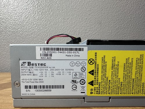 Dell Bestec TFX0250D5W Rev X4,Rev.:A00 250W Power Supply P/N:CN-0YX301 - Picture 2 of 4