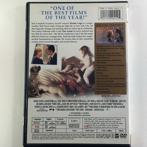 The Family Man DVD Widescreen Nicolas Cage Tea Leoni 2001 - Picture 2 of 2