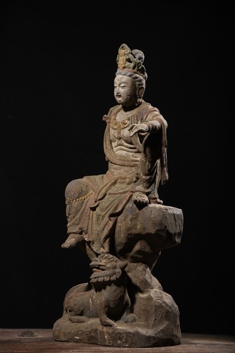 25 "China Antique Old Wood Carving Kwan-yin Statue Painted Buddha Sculpture Rare - Bild 13 von 13