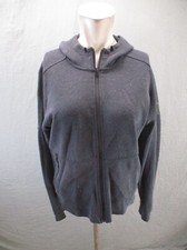 ADIDAS Size S Womens Black Cotton Blend Full Zip Hood Pocket Athletic Jacket 913