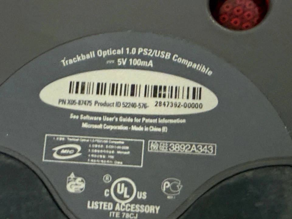 Microsoft Trackball Explorer 1.0 USB Mouse Ergonomic Scroll - Image 3 of 4