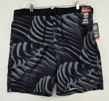 Speedo Men's Boardshort Swim Trunks Black Grey XXL UPF 50+ Striped