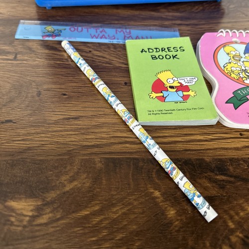VTG 1990 The Simpsons Pencil Box Unused Note Pad Pencil Ruler Bart Blue - Picture 4 of 10