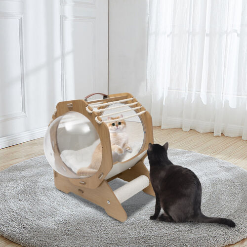 Cuccia moderna per cani gatti casa astronave animale domestico asporto capsula trasparente con cuscino - Foto 11 di 12