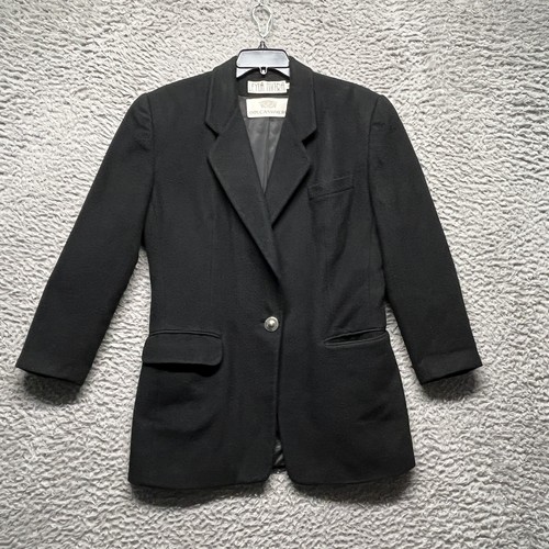 Blazer para mujer Leyla Mitre vintage 6 negro azabache 100 % cachemir botón único formal - Imagen 1 de 6
