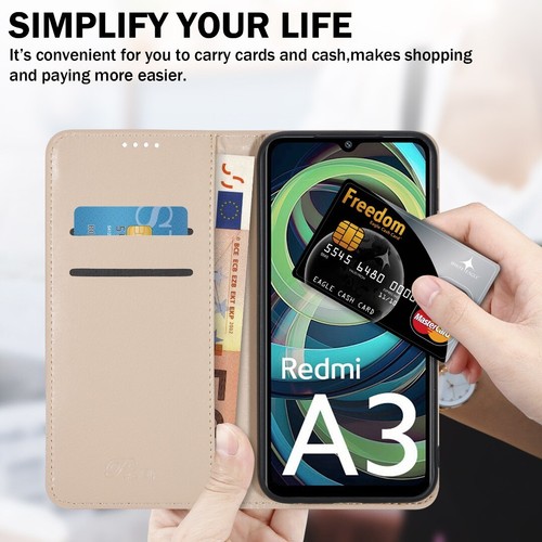 Pour étui Xiaomi Redmi A3 (2024), étui portefeuille rabattable en cuir mince étui téléphone - Photo 6 sur 21
