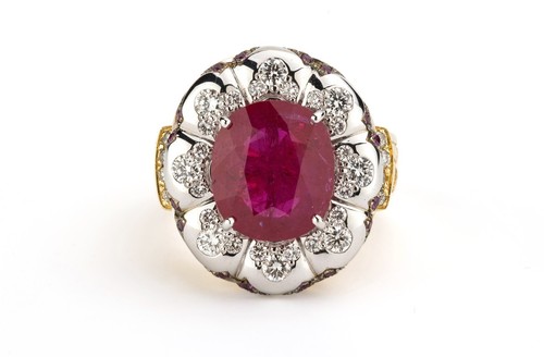 Emma Quist 5.23 Carat Mozambique Ruby Diamond Gold Ring - Picture 2 of 3