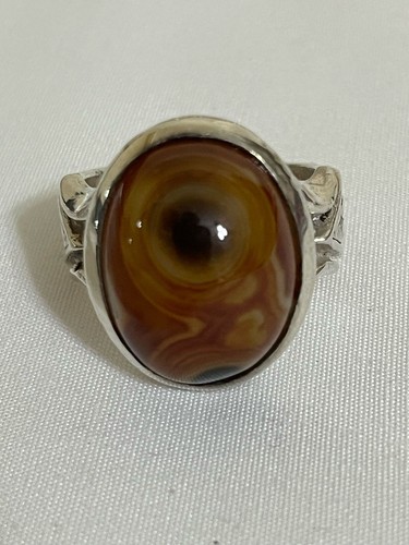 Men's silver 925 Ring Genuine Yemen agate,Aqeeq , Rare عقيق سليماني عيون صريحة - Picture 9 of 13