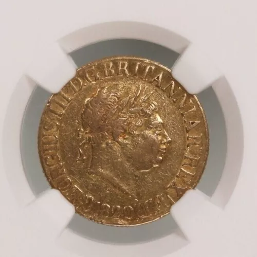 1820 Great Britain 1 Sovereign NGC Certified AU Details Rim Filing , Cleaned 