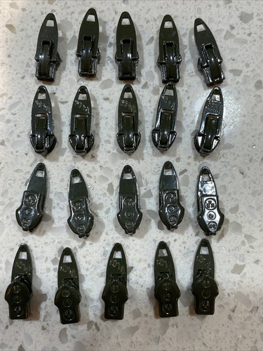 (20) Vintage Size 4 Talon Zephyr Zipper Pull Sliders Locking Trousers Olive OD - Picture 1 of 9