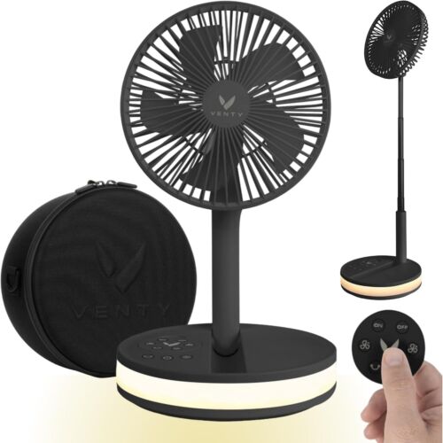 Original Portable Fan - Wireless Battery Operated Fan With 4 Speeds,LED Lighting