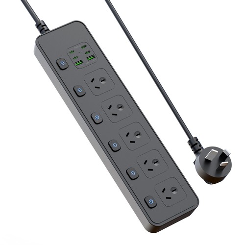 5 Outlets Powerboard Overload Protection Surge Protector Power Strip With Cord - Picture 21 of 26