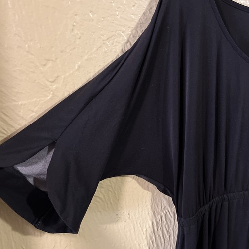 Soma Intimates Jersey Midikleid Damen Large Schwarz Blumen Kurzarm Freizeit - Bild 3 von 10