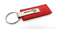 Red Carbon Fiber Rectangle Leather Key Chain For Dodge SRT Vehicles - Licensed