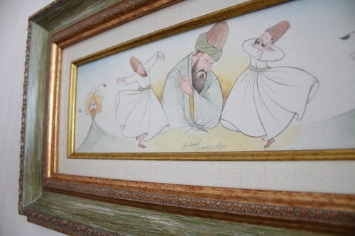 Derviches giratorios sufíes enmarcados a mano/pintados a mano decorativos - Imagen 10 de 10