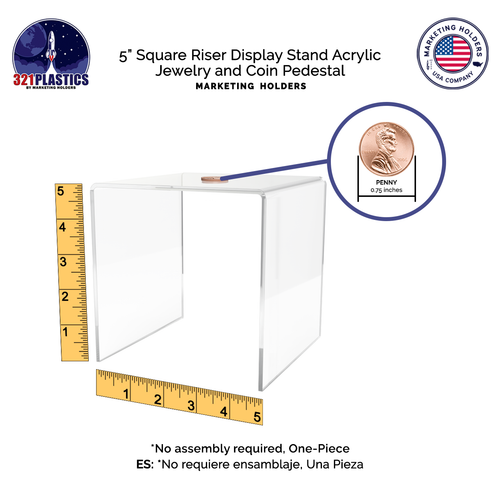 2er Pack 5" Quadratische Erhöhung Display Einzelhandelsware Acryl Plattform - Bild 8 von 10