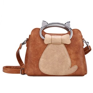 À Chat Metal Couture Doux Sacs Epaule Pu Cuir Poignée Femme Cute Main IAwqH5