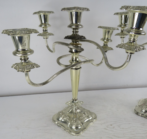pair of antique E.R Zinc Silver Plated Candelabra England Ornate Twists Elegant - Picture 2 of 15
