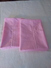  2 Pink Girls Pillowcases, Standard,Handmade with White Heart Stitching,Cotton