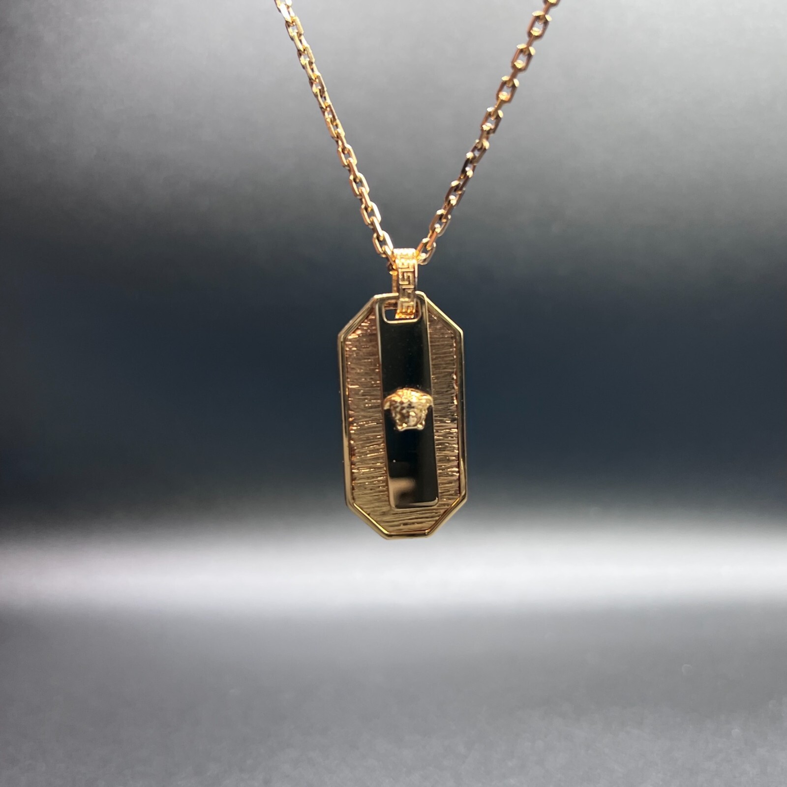 Versace Gold Small Medusa Dog Tag Necklace - image 3