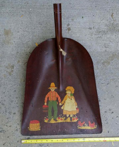 Antiue vintage Really pretty painting on AMES Shovel Farmer Couple Rooster Fruit - Picture 1 of 10