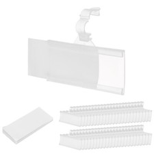 50Pcs 3x1.4" Wire Shelf Label Holders with Double Snap Lock Closure, Paper