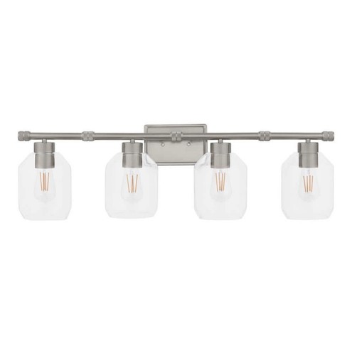 Hampton Bay Laurel Brook 33 in 4-Light Brushed Nickel Industrial Vanity Light 19 - Picture 2 of 6