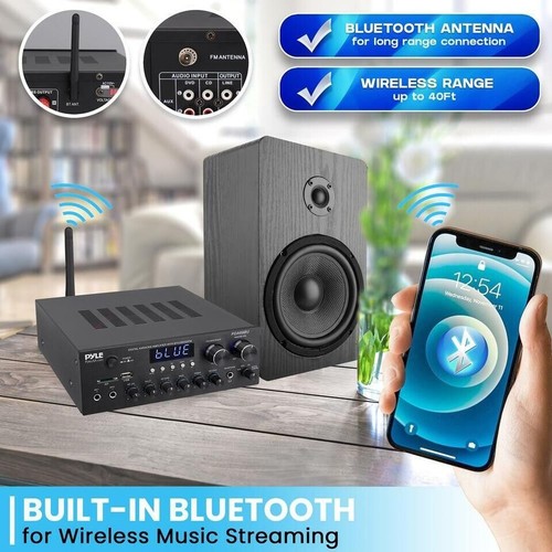 Pyle Stereo Amplifier Audio Receiver Sound System - Bluetooth Wireless Streaming - Picture 5 of 6