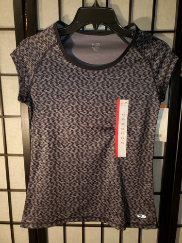 New C9 Champion Women Semi Fitted Active Athletic Shirt Top Size XS Black Gray - Picture 2 of 6