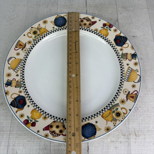 1998 Sakura Debbie Mumm TEAPOTS Various Cups Stoneware Dinner Plates Set of 2 - Picture 7 of 18