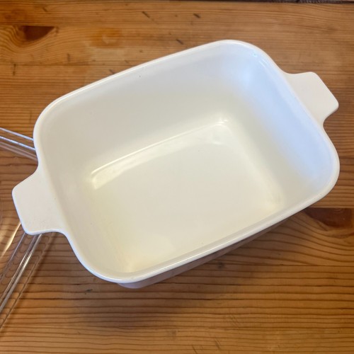 Casseruola rettangolare vintage Corning Ware grano 1,5 quarti con 4 e supporto in metallo - Foto 6 di 8