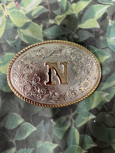 Justin Heritage Collection Initial N Belt Buckle **New**