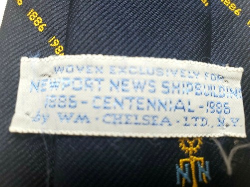 Newport News Shipbuilding 1886-1986 Centennial Blue and Gold Necktie Vintage - Picture 3 of 9