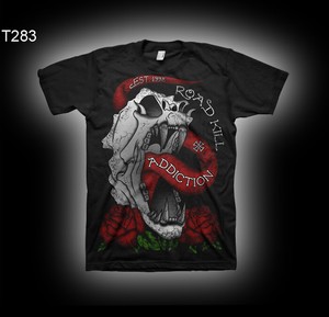 Genuine-Addiction-Brand-Mens-black-T-Shirt-tattoo-Motorcycle-Biker-size-L-T283