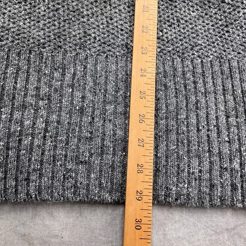Banana Republic Sweater Women Medium Gray Plaid Fringe Fur Wool Blend Turtleneck - Picture 8 of 10
