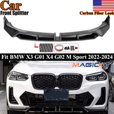 For 2022 2023 2024 BMW X3 G01 X4 G02 Carbon Fiber Look Front Bumper Splitter Lip