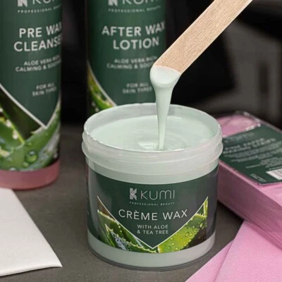 Kumi Creme Wax with Aloe Vera & Tea Tree 450g, professional wax for pro results.