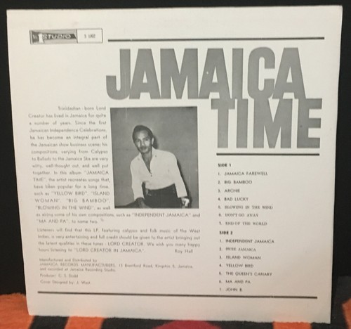 Lord Creator – Jamaica Time - Jamaica 1st press (1966) - Imagen 2 de 2