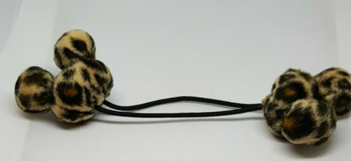 Brown Leopard Faux Fur Mickey Mouse Head Hair Elas