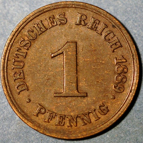 Germany 1 Pfennig 1889 F Wilhelm II KM# 1 - Picture 1 of 2